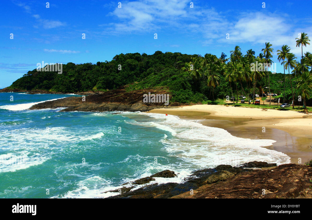 Beach scene in the resort town of Itacare, in the state of Bahia, North-east Brazil. Stock Photo