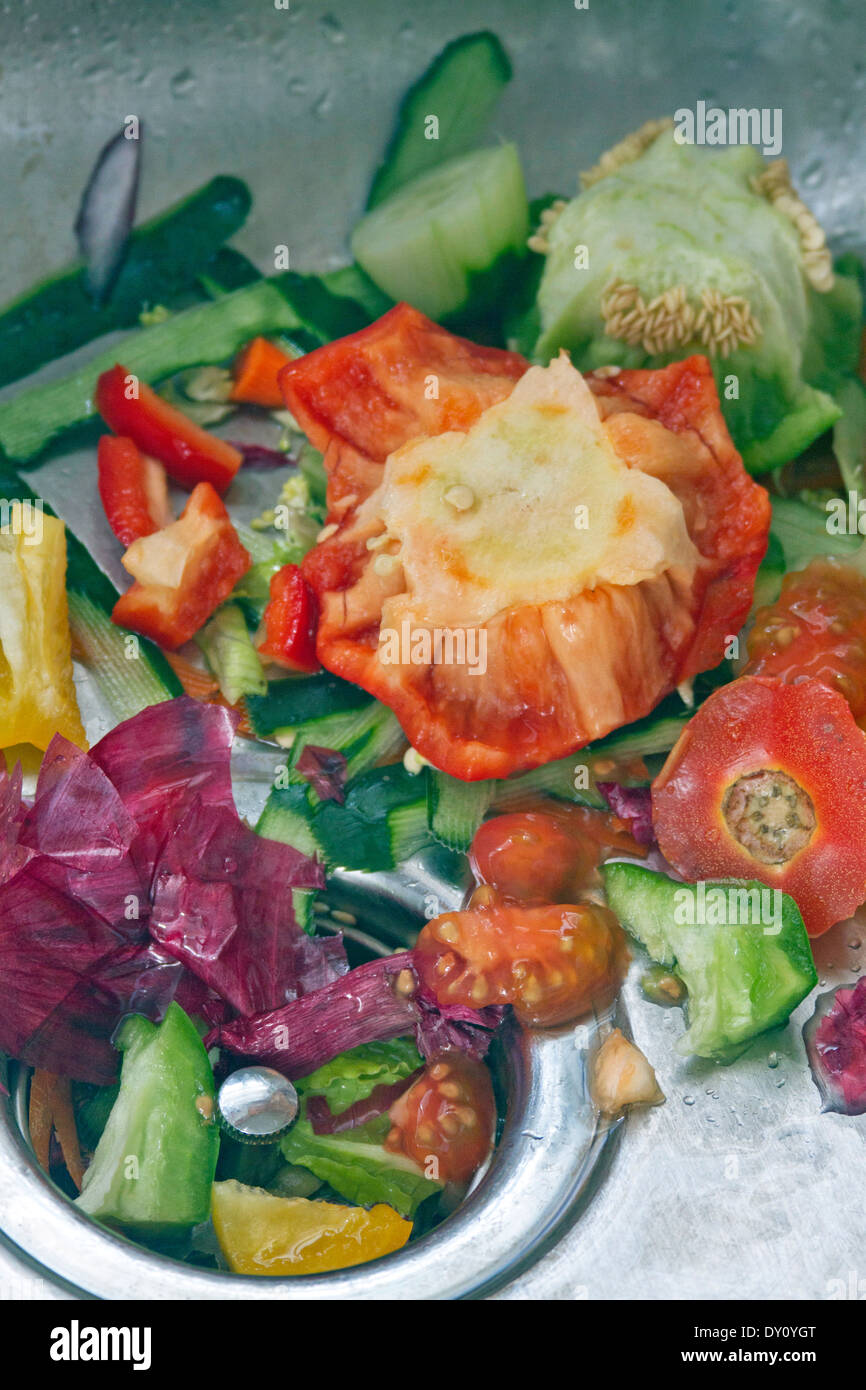Colorful vegetable peelings in a kitchen sink Stock Photo Alamy