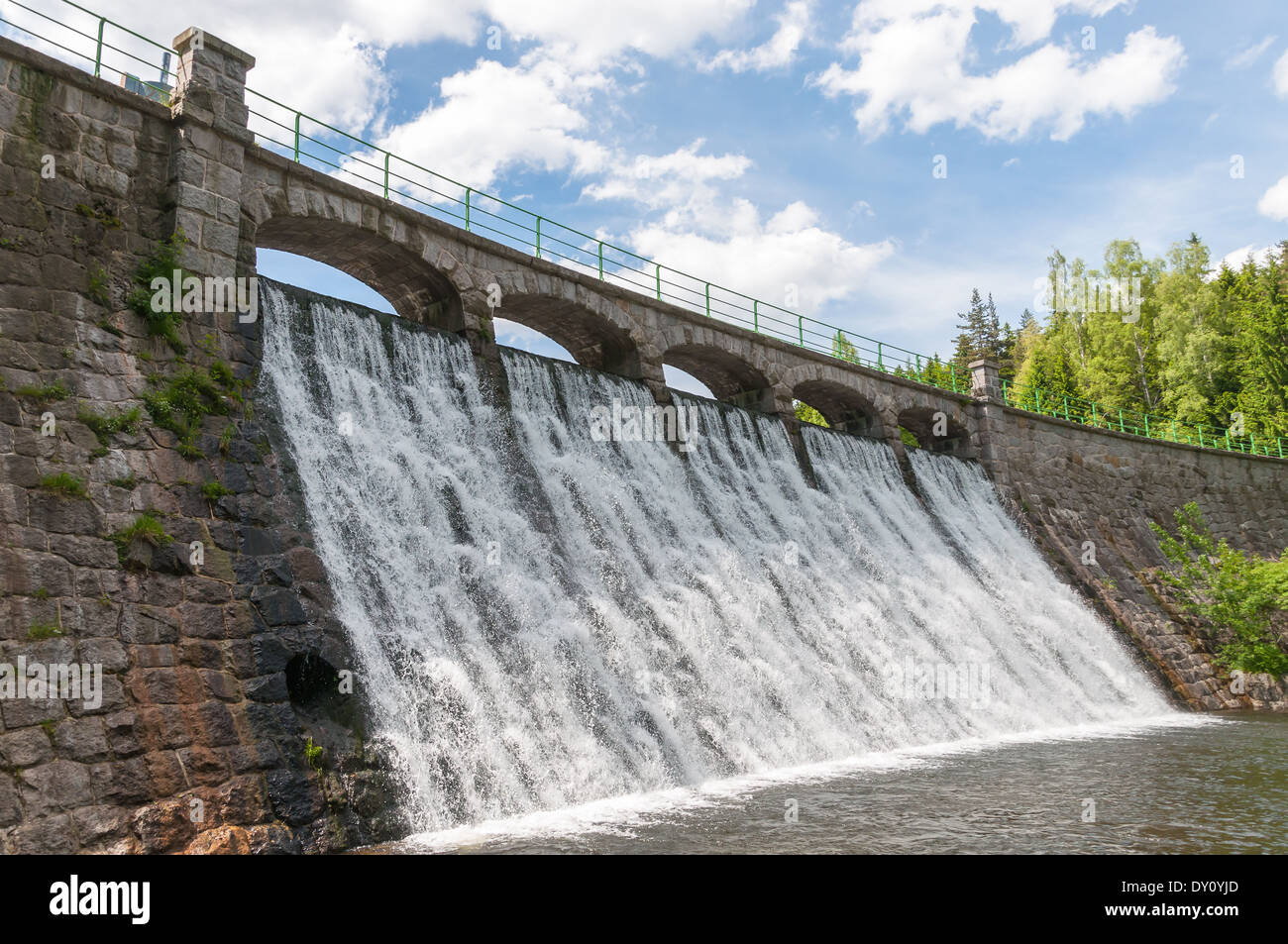 Dam on the Lomnica River in Karpacz, Poland Stock Photo