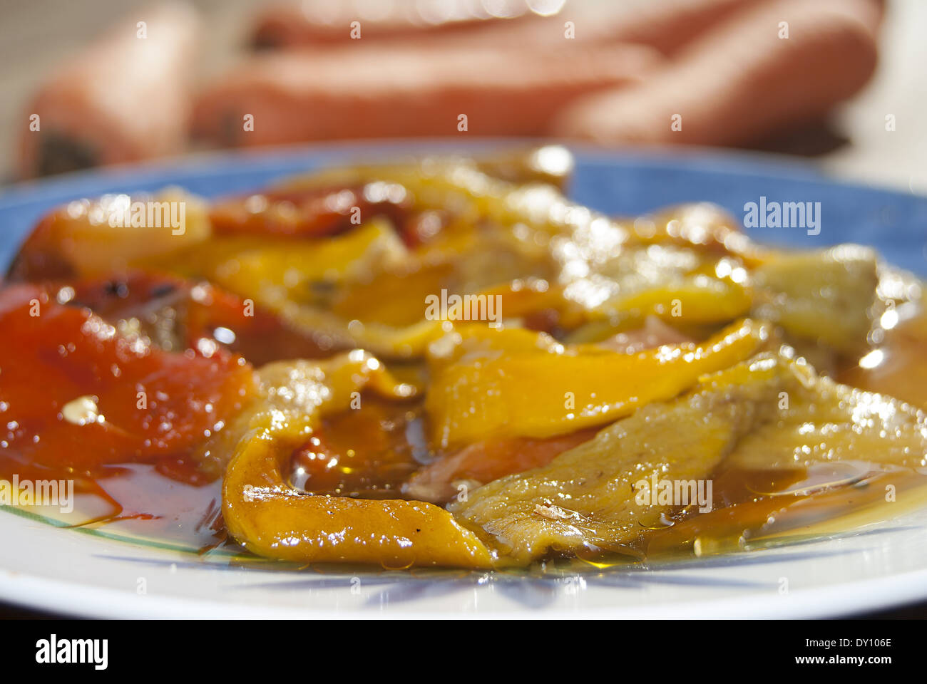 roasted peppers in olive oil Stock Photo Alamy