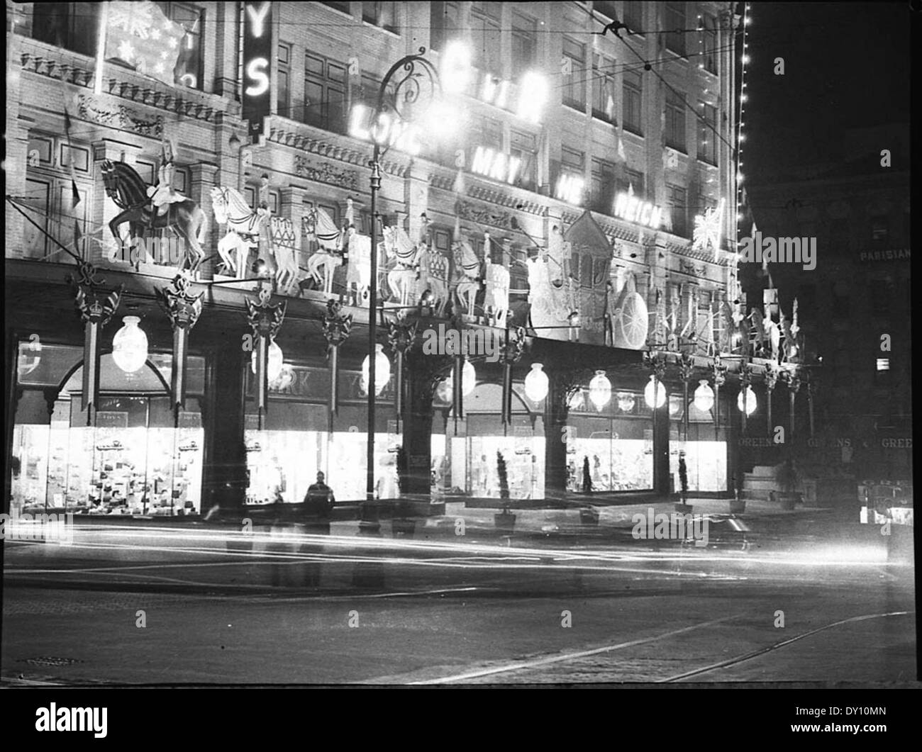 Coronation decorations; illuminations of Sydney, 12/5/1937, Sam Hood Stock Photo