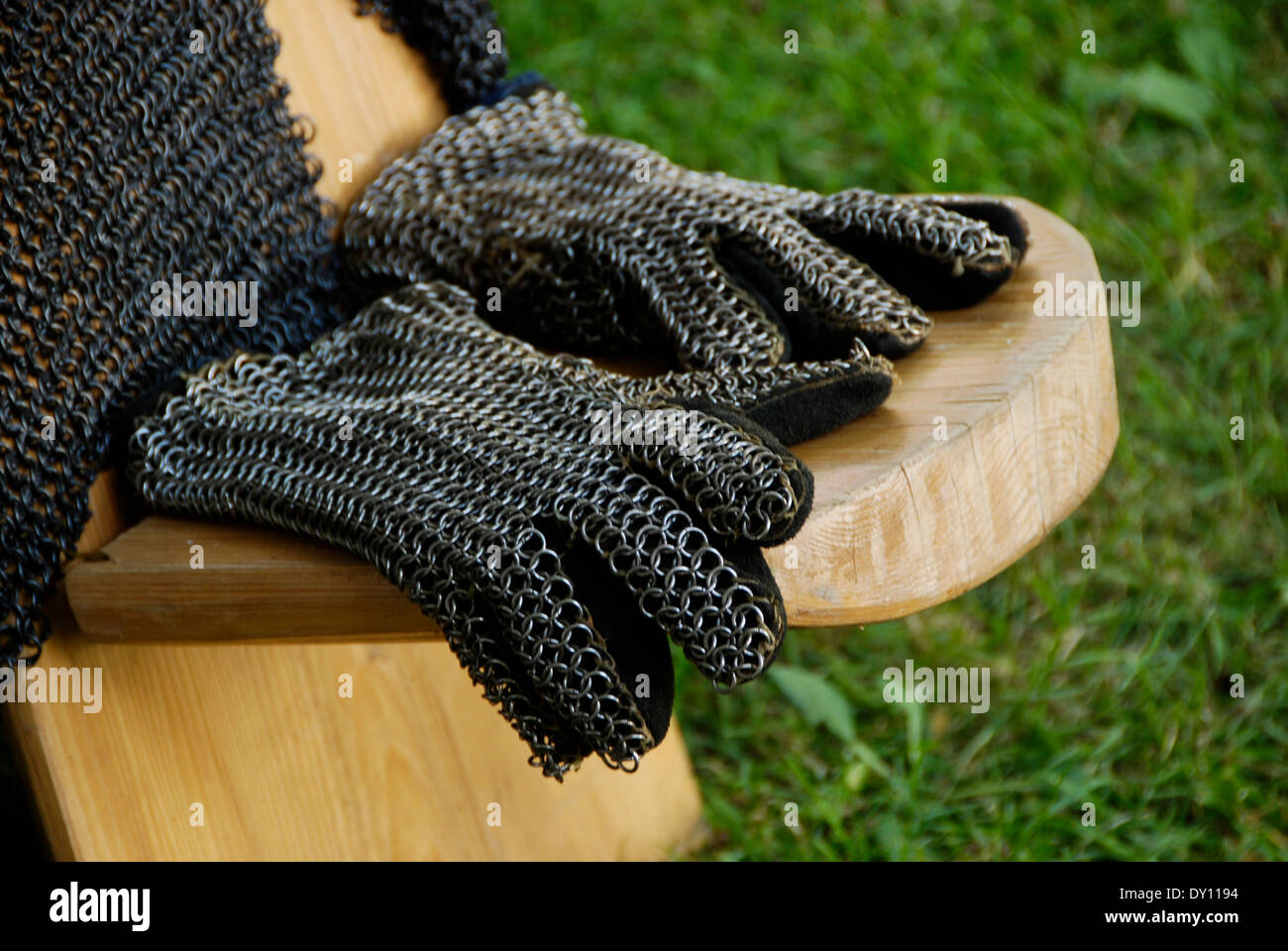 Gloves from an chaining shirt, Handschue eines Kettenhemdes Stock Photo