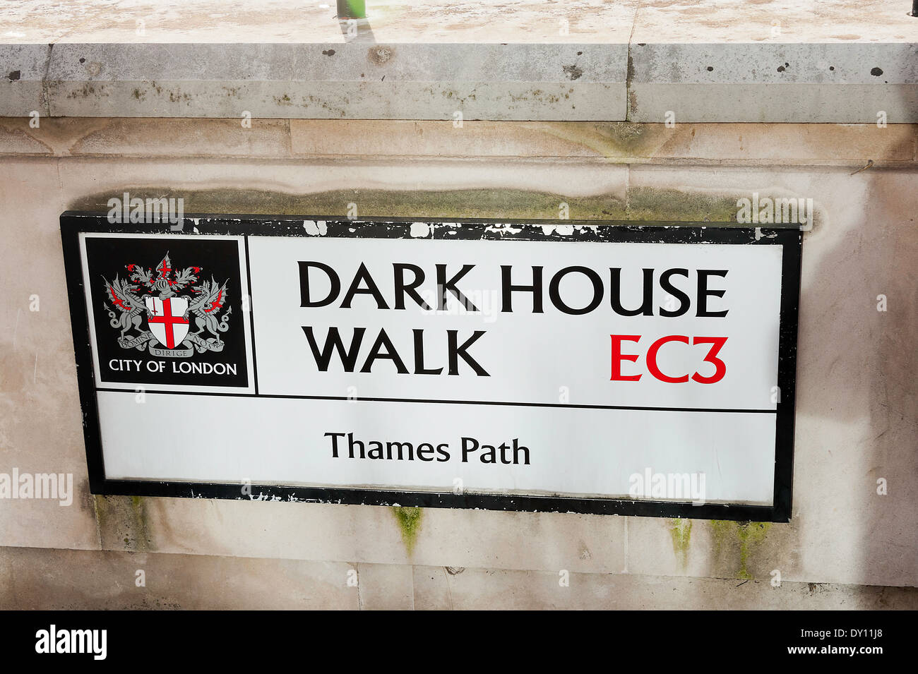 Dark House Walk Signage on Thames Path North Bank City of London England United Kingdom UK Stock Photo