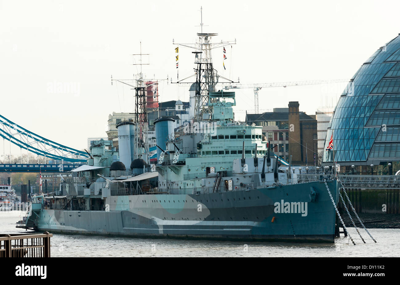 The Second World War Light Cruiser HMS Belfast Moored in The River Thames City of  Westminster London United Kingdom UK Stock Photo