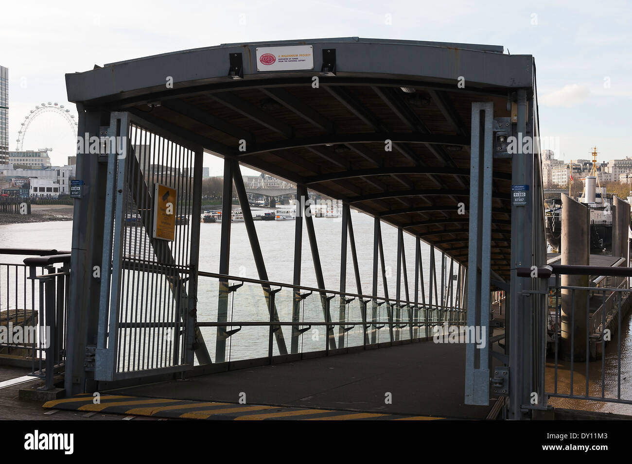 The Gangway to Blackfriars Millennium Pier on Victoria Embankment Thames Path London England United Kingdom UK Stock Photo