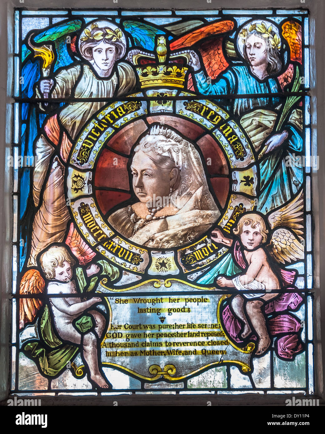 Stained glass portrait of Queen Victoria Stock Photo Alamy