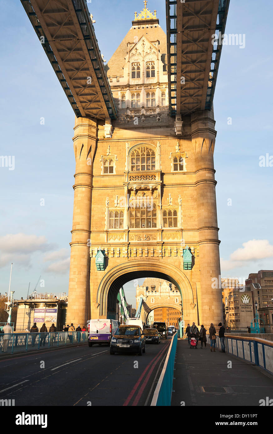 Famous Tower Bridge Crossing The River Thames in Winter Sunshine in London England United Kingdom UK Stock Photo