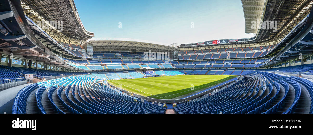 Estadio Santiago Bernabeu, is an all-seater football stadium in Madrid, Spain Stock Photo
