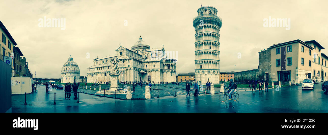 The Piazza dei Miracoli, formally known as Piazza del Duomo, is a wide walled area located in Pisa, Tuscany, Italy Stock Photo