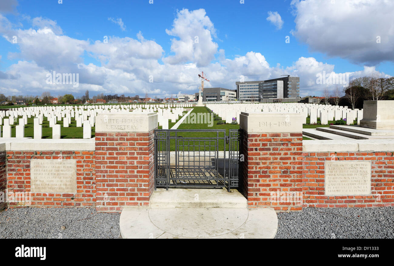 White House World War One Cemetery in Ypres, Belgium Stock Photo