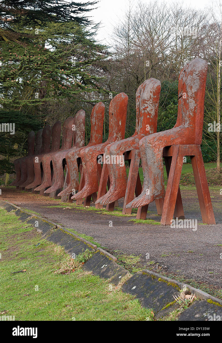 The Ten Seated Figures Sculpture at The Yorkshire Sculpture Park West