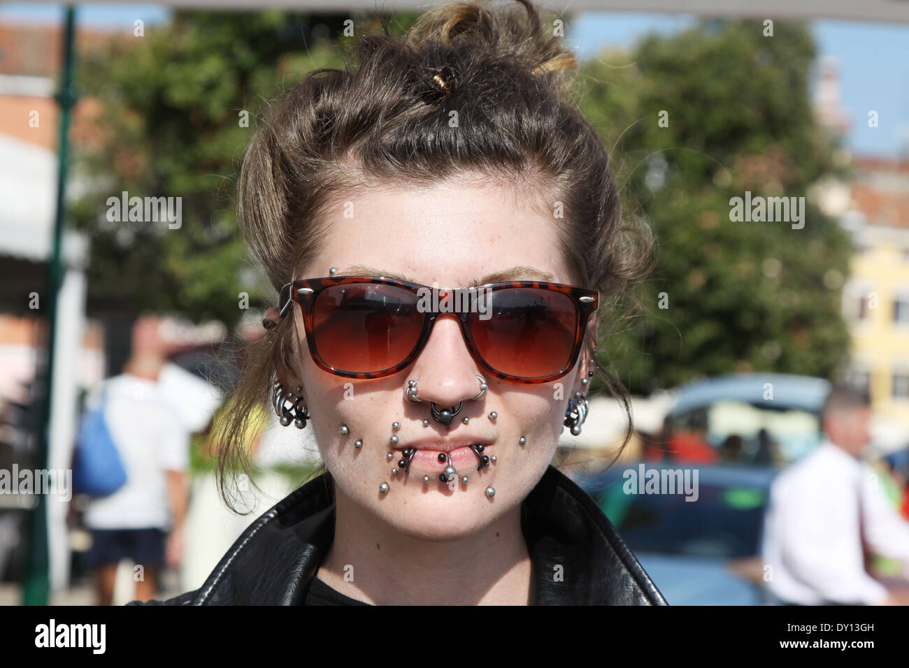 Piercing girl Stock Photo