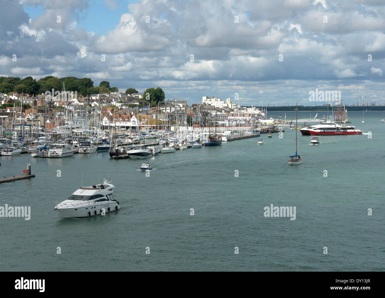 The boat yards of West Cowes on the Isle of Wight. Stock Photo