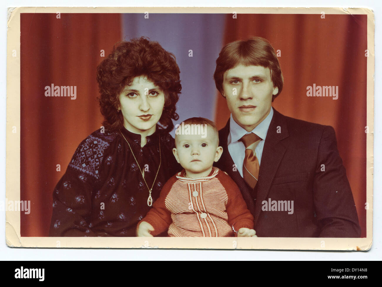 USSR - CIRCA 1987: An antique photo shows family portrait Stock Photo