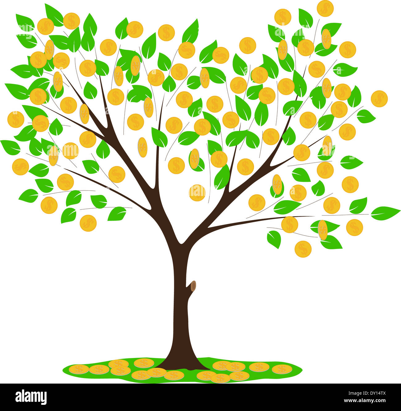money tree with leaves and dollars vector illustration Stock Photo - Alamy