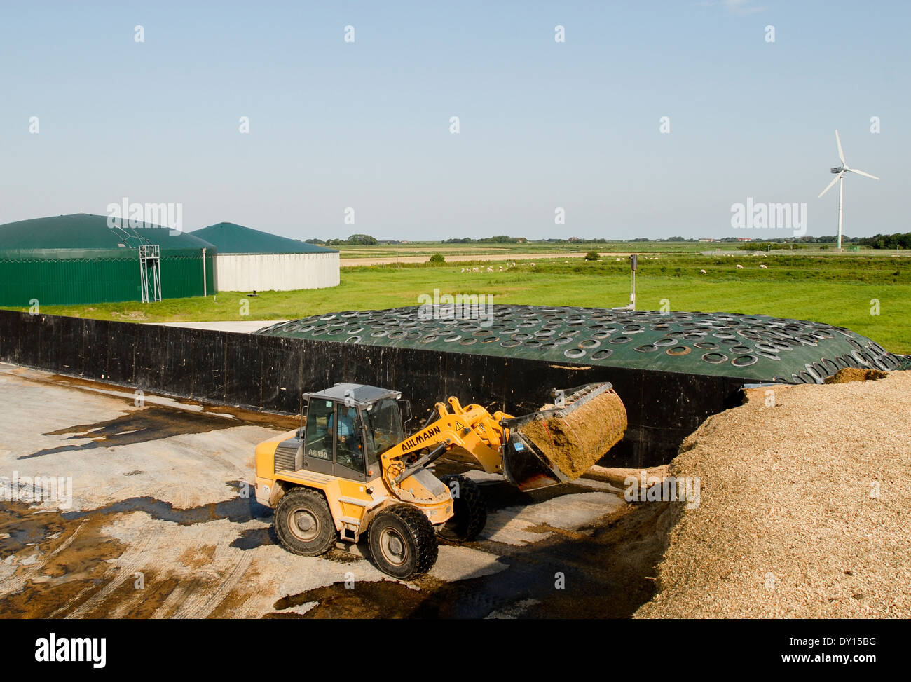 GERMANY Biogas plant at Pellworm Northsea island, maize substrate ...