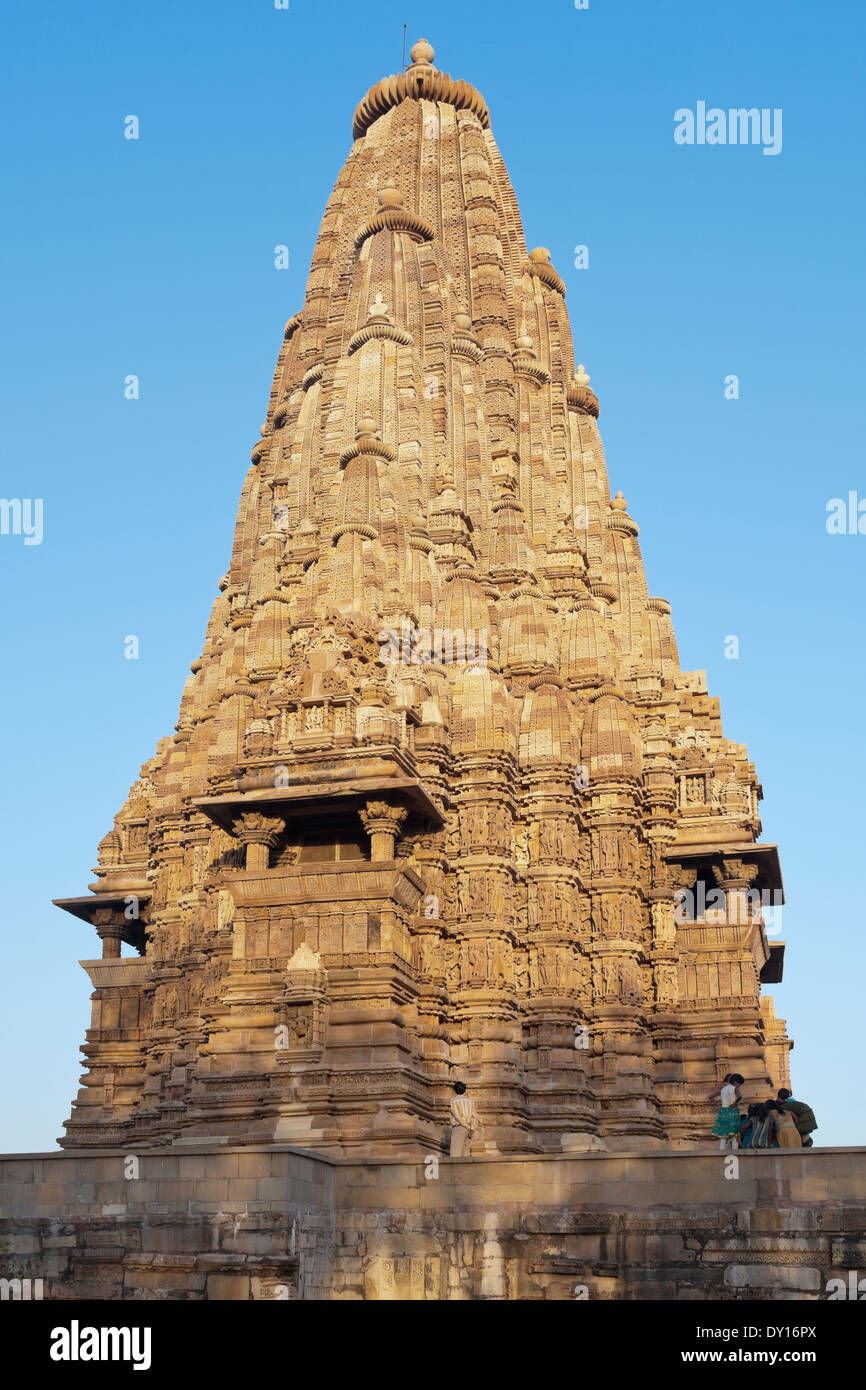 Khajuraho, India. Khajuraho Temples, Kandariya-Mahedev Temple, western group Stock Photo