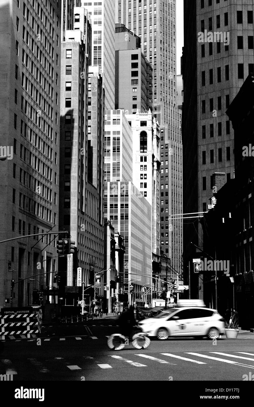 Taxi cab in Manhattan black and white Stock Photo