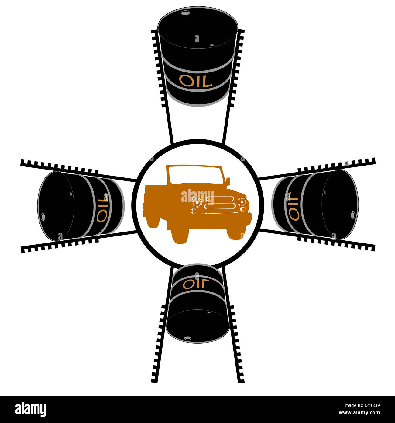 Abstract piston engine system. Illustration on white background. Stock Photo