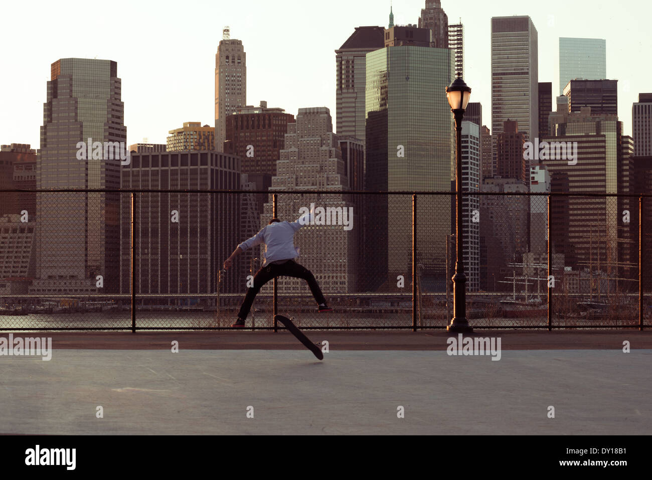 Manhattan Skyline and skater Stock Photo