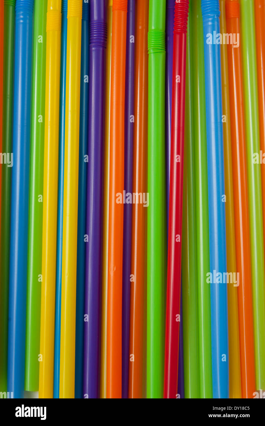 colorful drinking straws Stock Photo