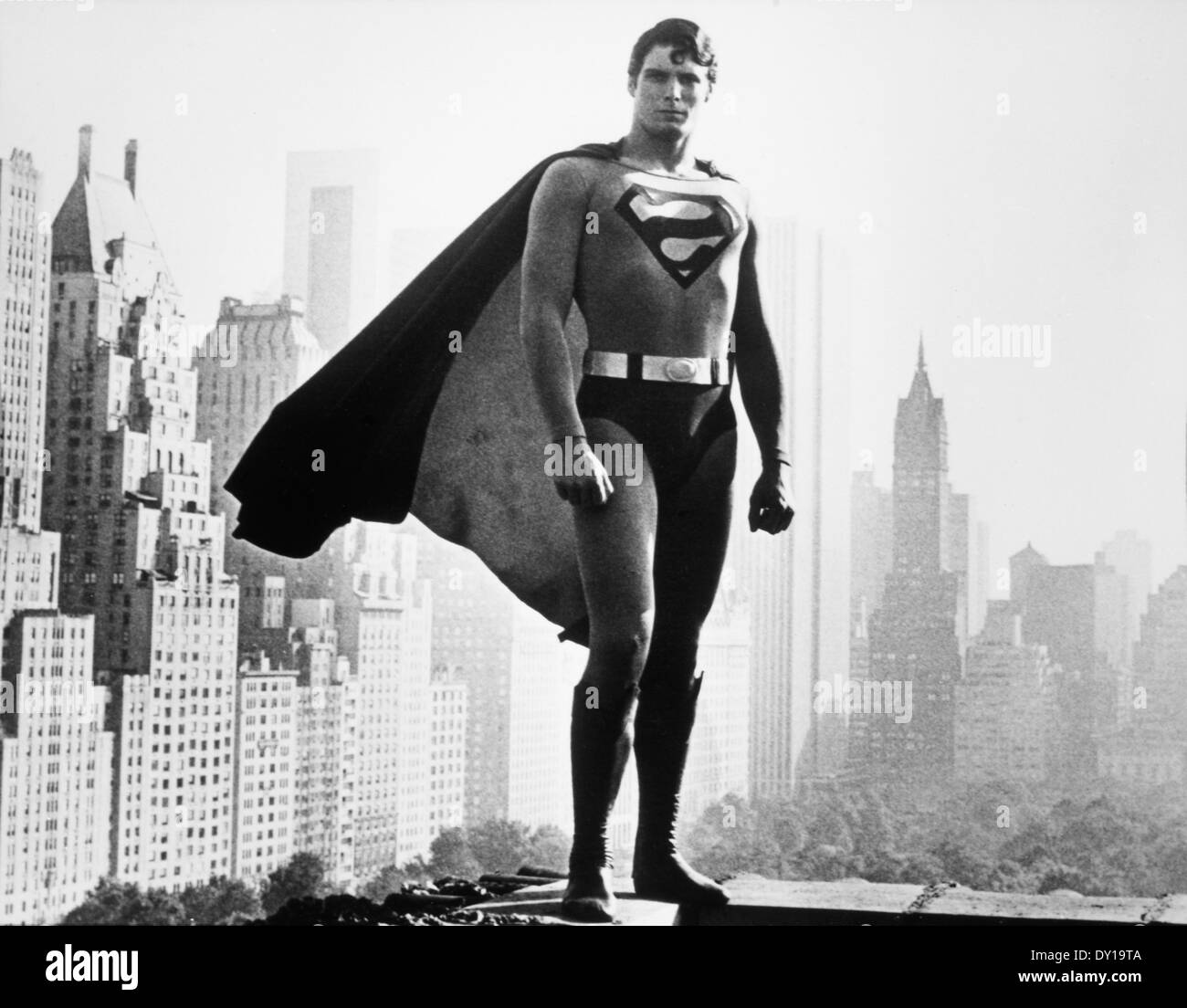 Christopher Reeve, on-set of the Film, 'Superman', 1978 Stock Photo