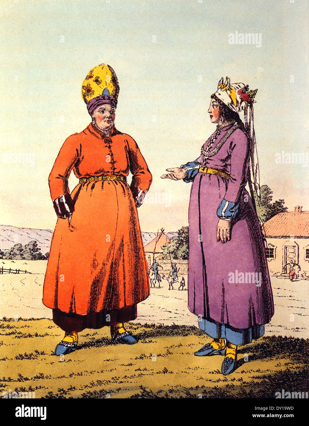 Cossack Woman and Girl of Tsherkask, from Travels Through the Southern Provinces of the Russian Empire in the Years 1793 & 1794 Stock Photo