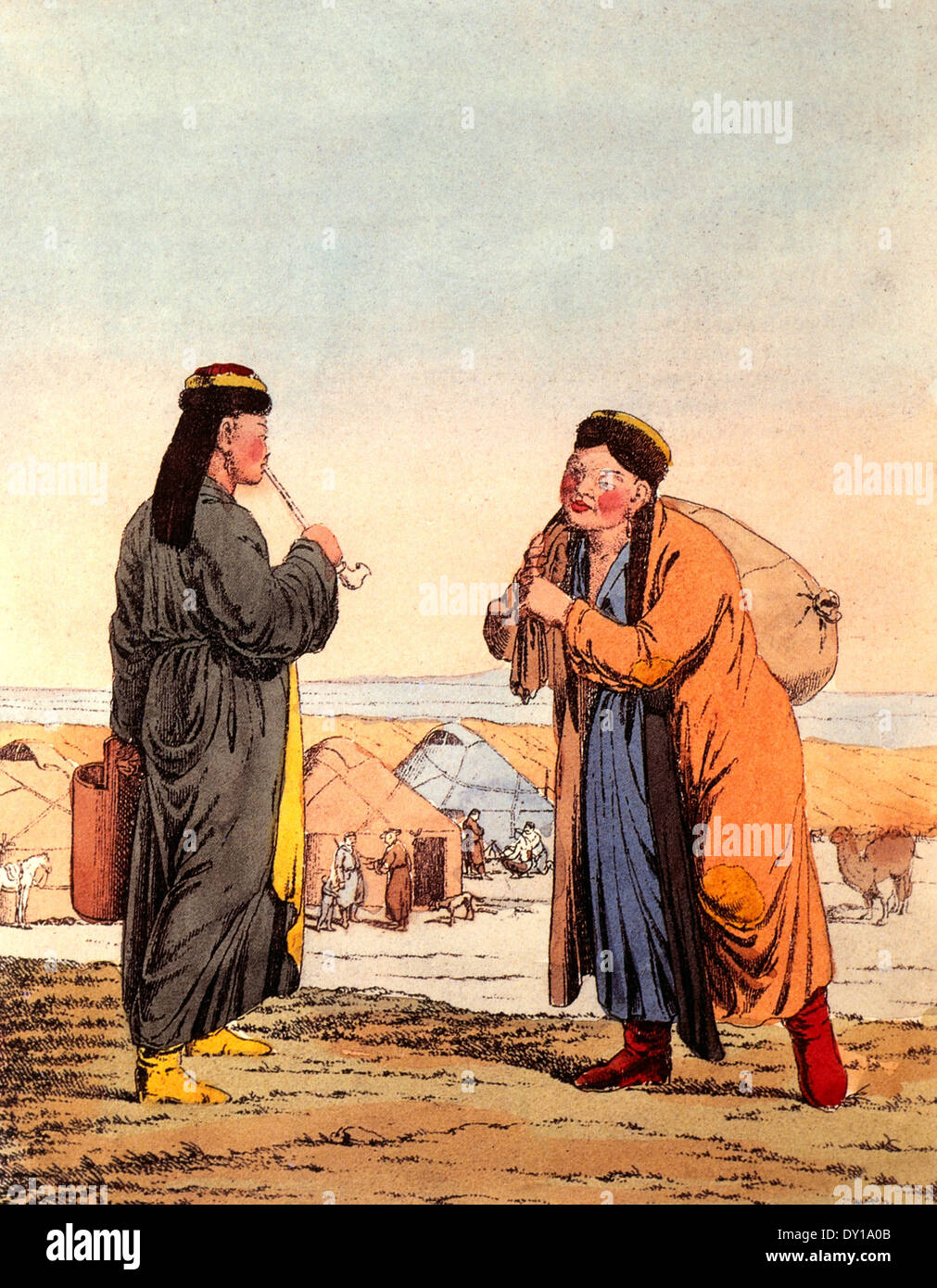 Two Kalmuk Women, from Travels Through the Southern Provinces of the Russian Empire in the Years 1793 & 1794 Stock Photo