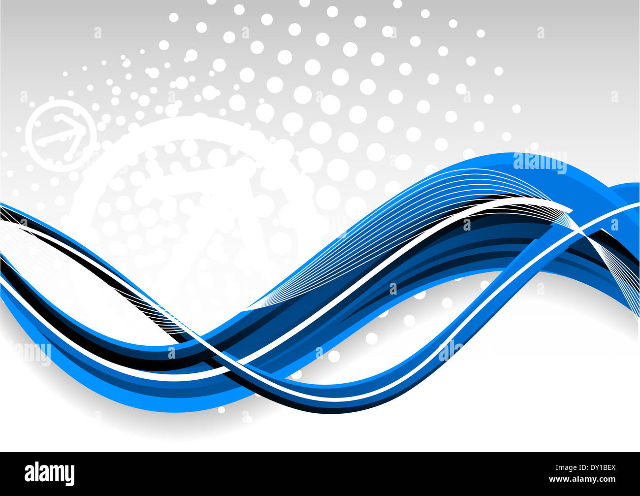 Abstract blue wavy background with circles Stock Photo - Alamy