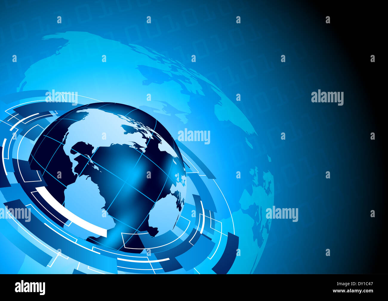 Tech Report Blue Tech blue background with globe Stock Photo - Alamy