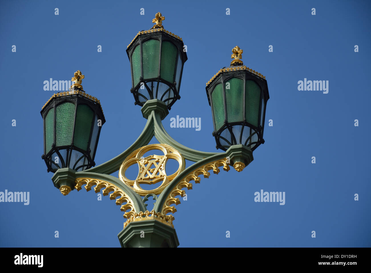 Ornate street lighting on Westminster Bridge, London,UK Stock Photo