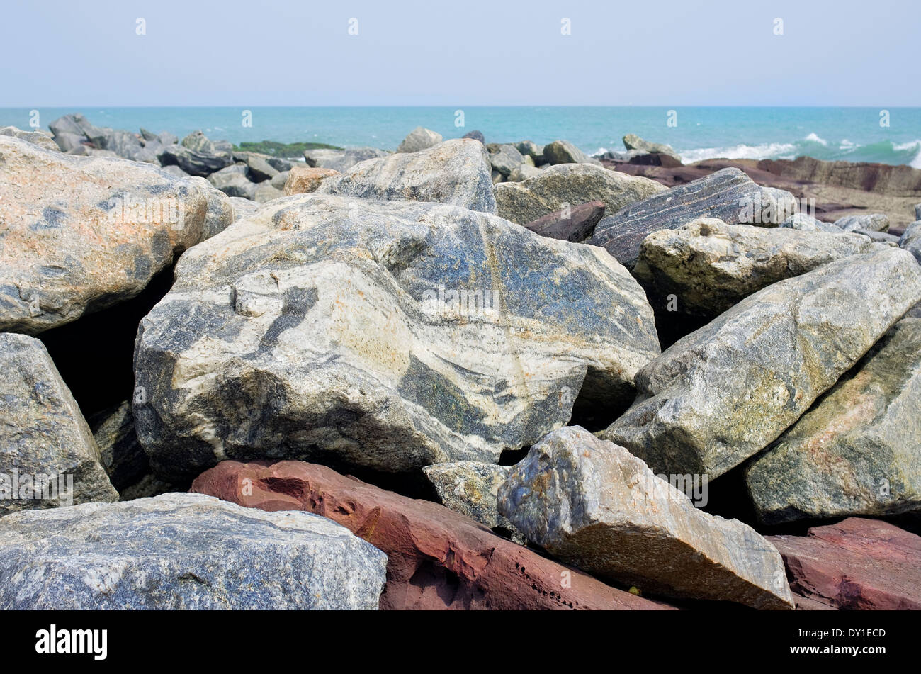 Big granite stones on African Ghana sea coast landscape. Selective art focus Stock Photo Alamy