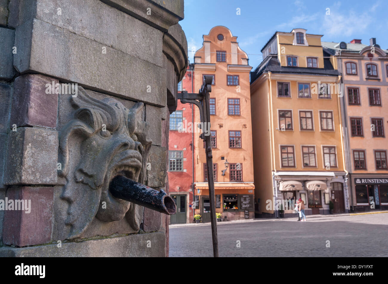 Old well Stortorget square Gamla Stan Stockholm Sweden Stock Photo