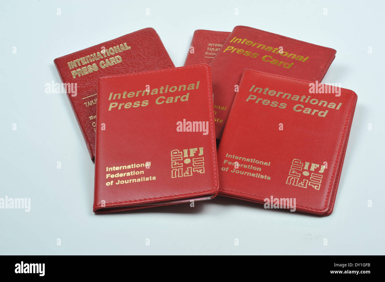 Several press credentials with light background. Those credentials are  issued for professional journalists by the International Federation of  Journalists (IFJ Stock Photo - Alamy