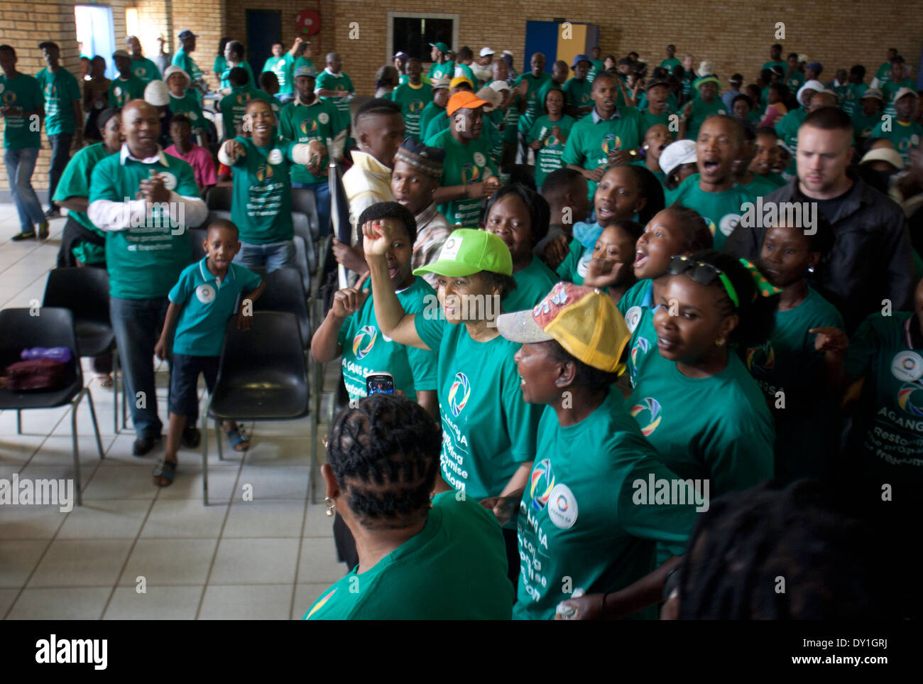 Agang SA party leader Mamphela Ramphele and members launched its national election campaign and took a bus tour in and around Stock Photo