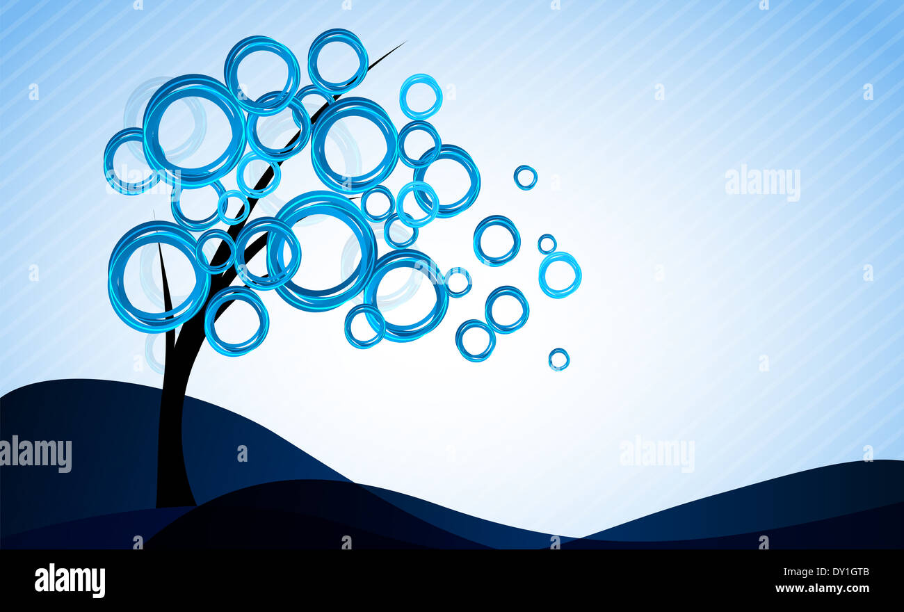 Background in blue color with abstract tree Stock Photo - Alamy