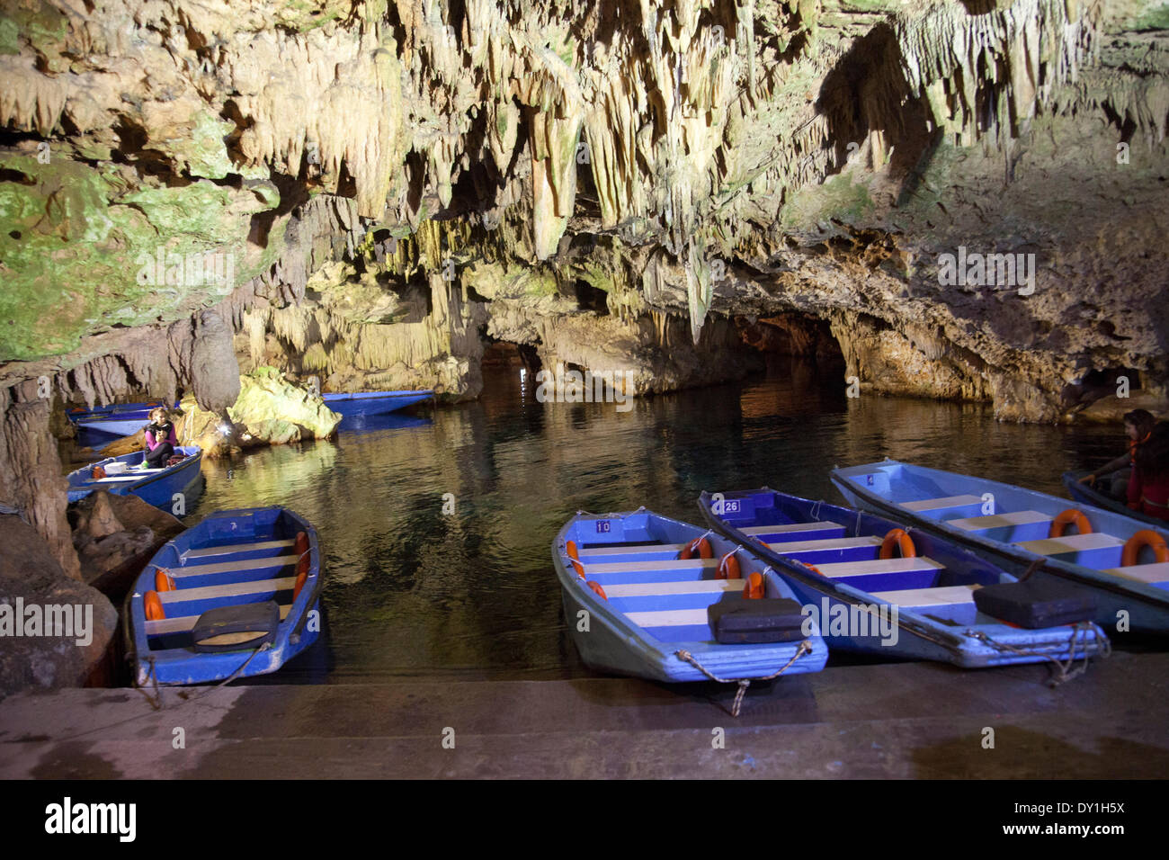 Cave of Diros. Created before hundred of thousand years. - March 2014. Stock Photo