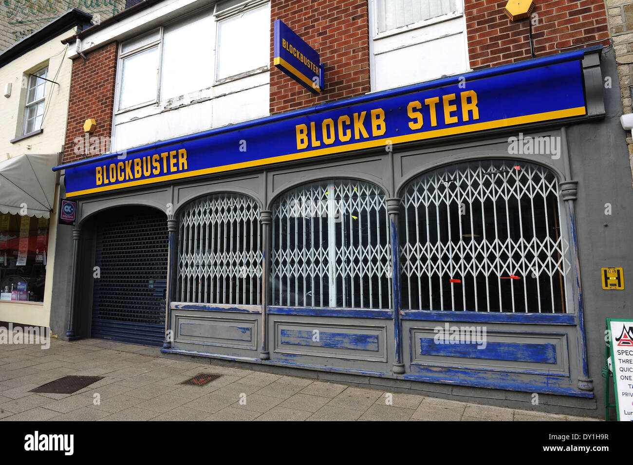 Blockbuster video shop, closed down, UK Stock Photo