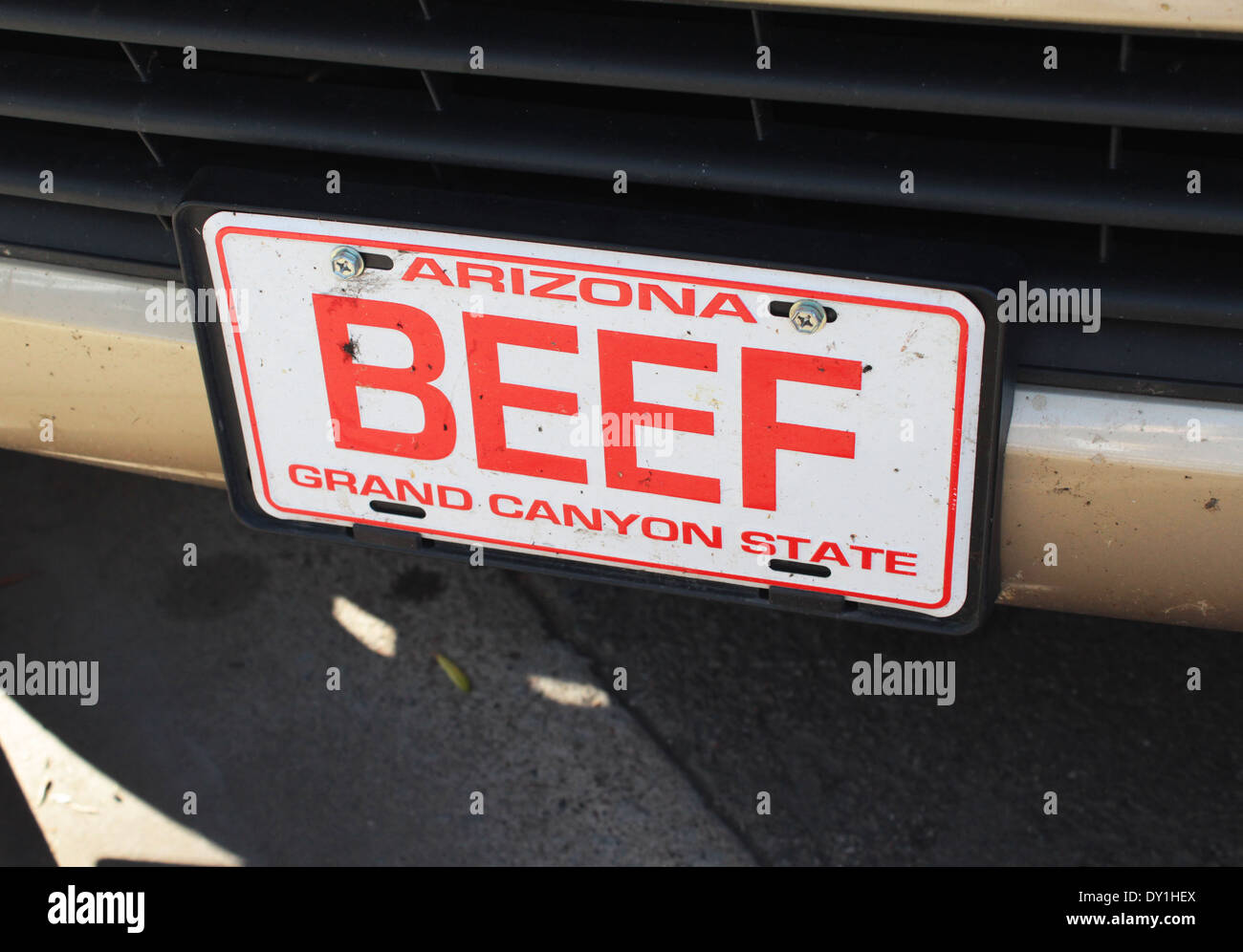 BEEF license plate, Beef vehicle registration plate, USA Stock Photo