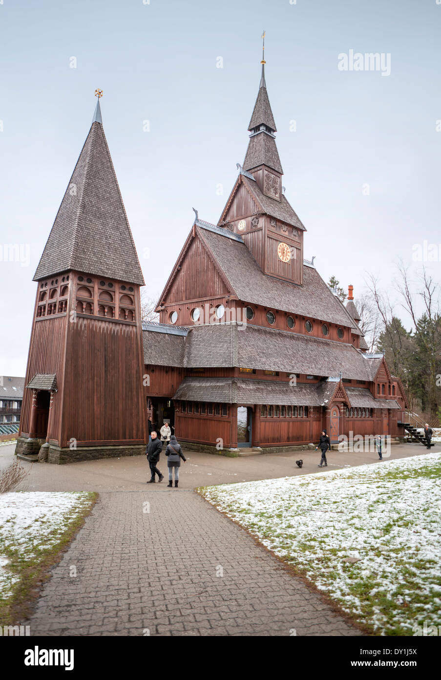 The Protestant Gustav Adolf Stave Church, Hahnenklee, Harz region, Germany, Europe Stock Photo