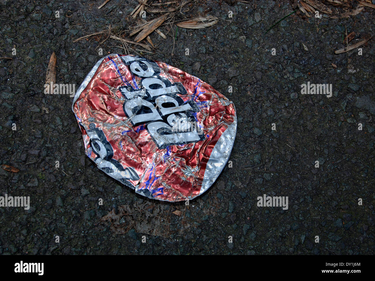 Crushed Drinks Can. Stock Photo