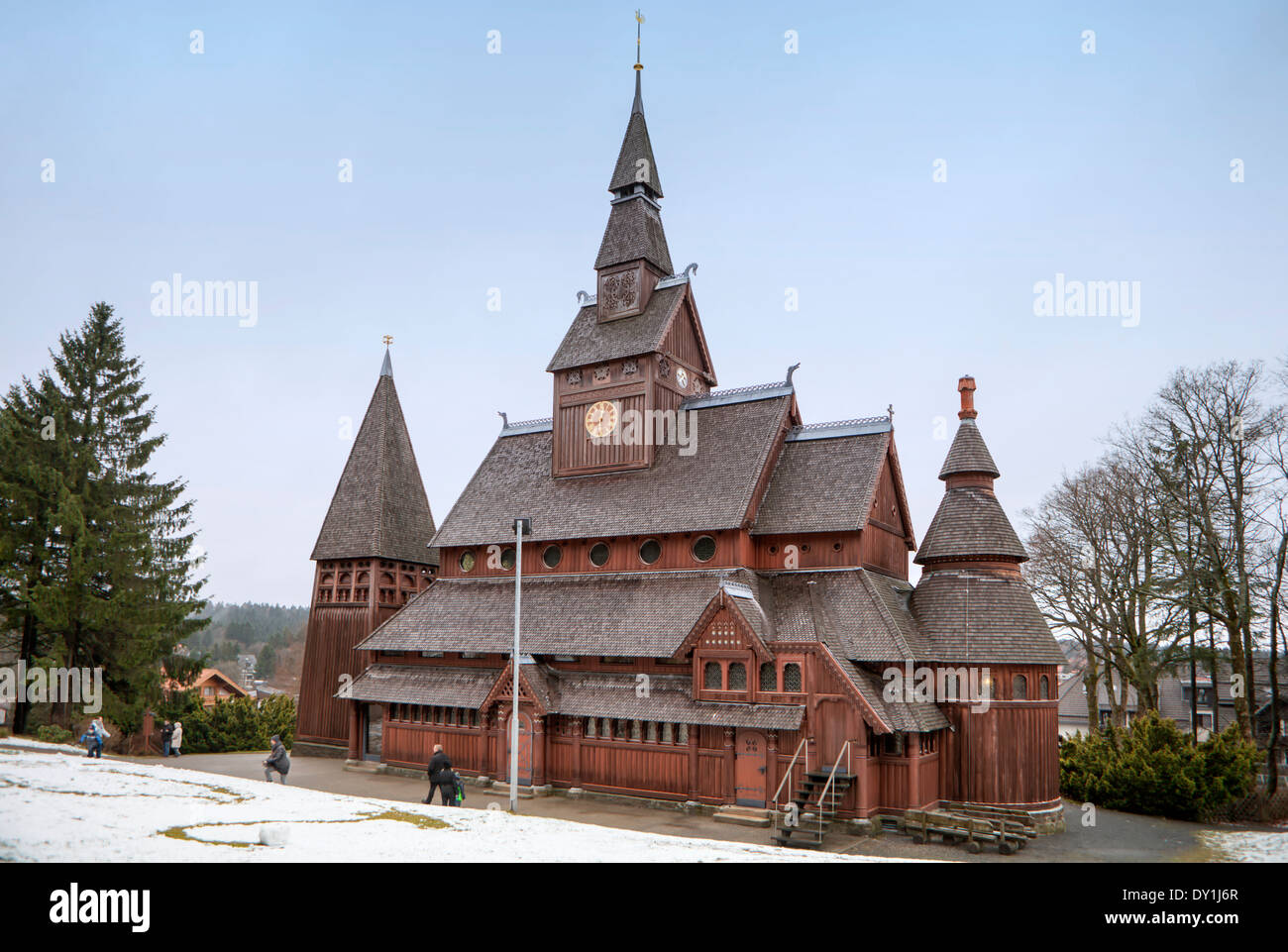 The Protestant Gustav Adolf Stave Church, Hahnenklee, Harz region, Germany, Europe Stock Photo