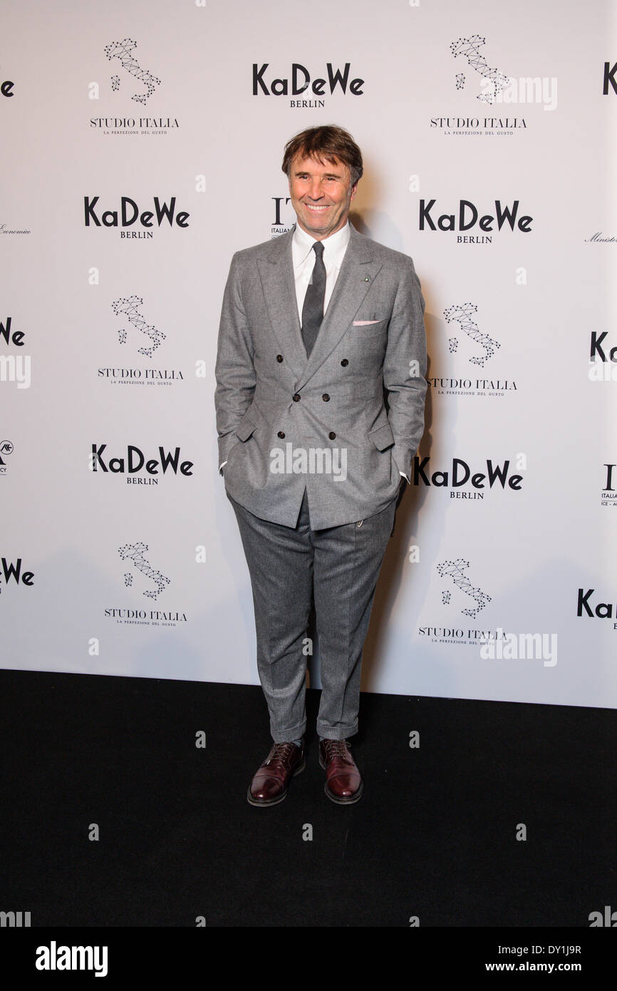 Berlin, Germany. 2nd Apr, 2014. Brunello Cucinelli attends the 'Studio Italia - La Perfezione del Gusto' grand opening at KaDeWe on April 2, 2014 in Berlin, Germany. Photo: picture alliance/Robert Schlesinger/picture alliance/dpa/Alamy Live News Stock Photo