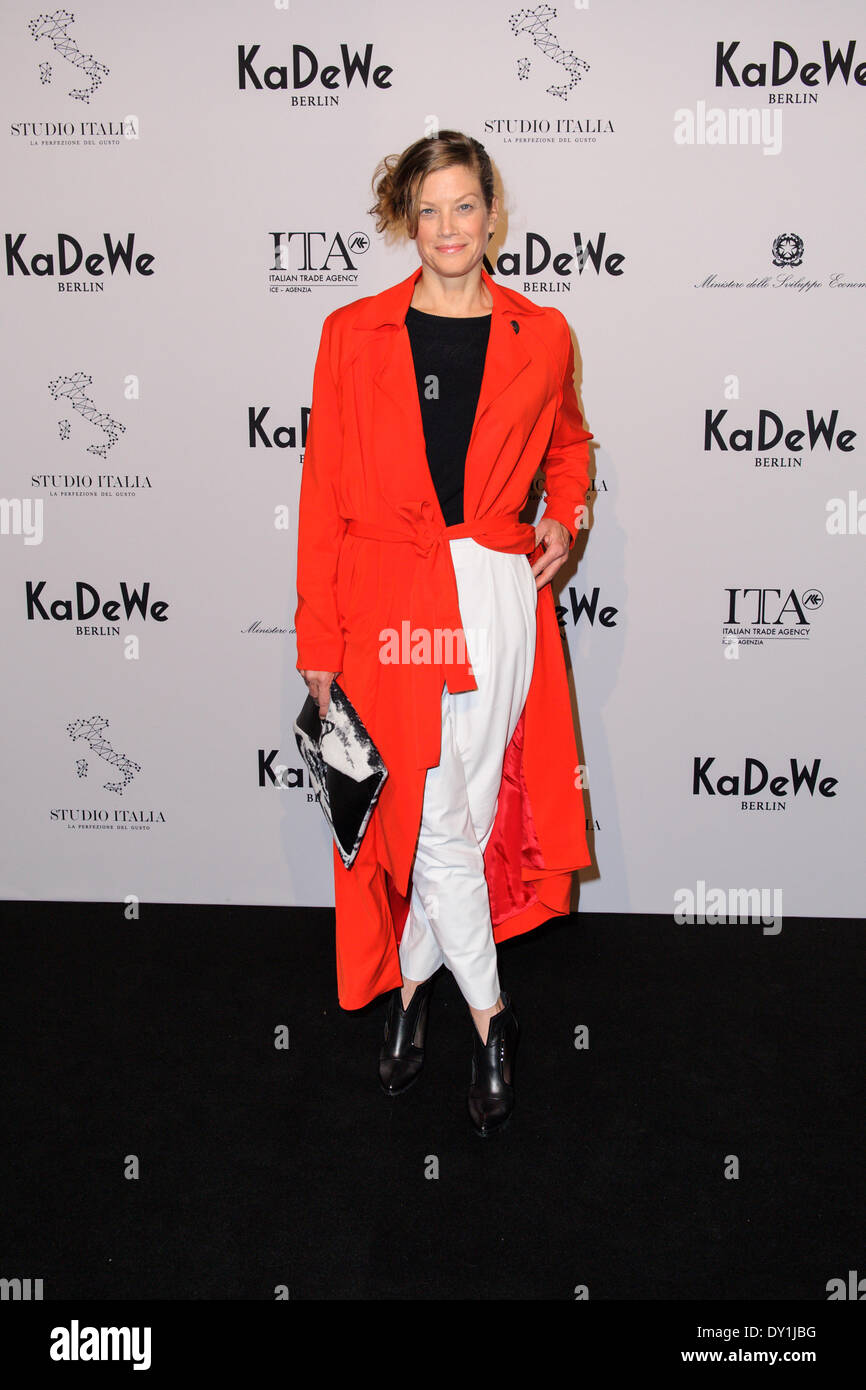 Berlin, Germany. 2nd Apr, 2014. Marie Baeumer attends the 'Studio Italia - La Perfezione del Gusto' grand opening at KaDeWe on April 2, 2014 in Berlin, Germany. Photo: picture alliance/Robert Schlesinger/picture alliance/dpa/Alamy Live News Stock Photo