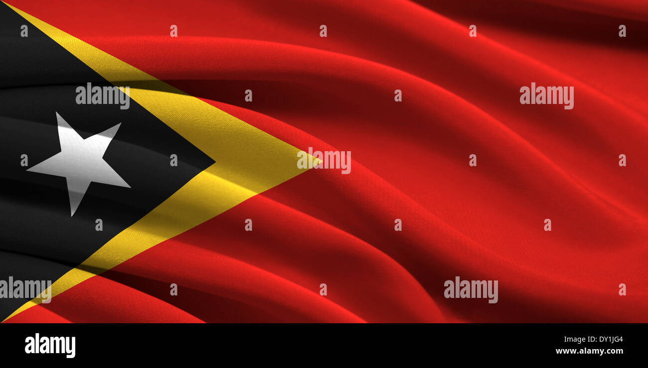 Flag of East Timor waving in the wind Stock Photo - Alamy