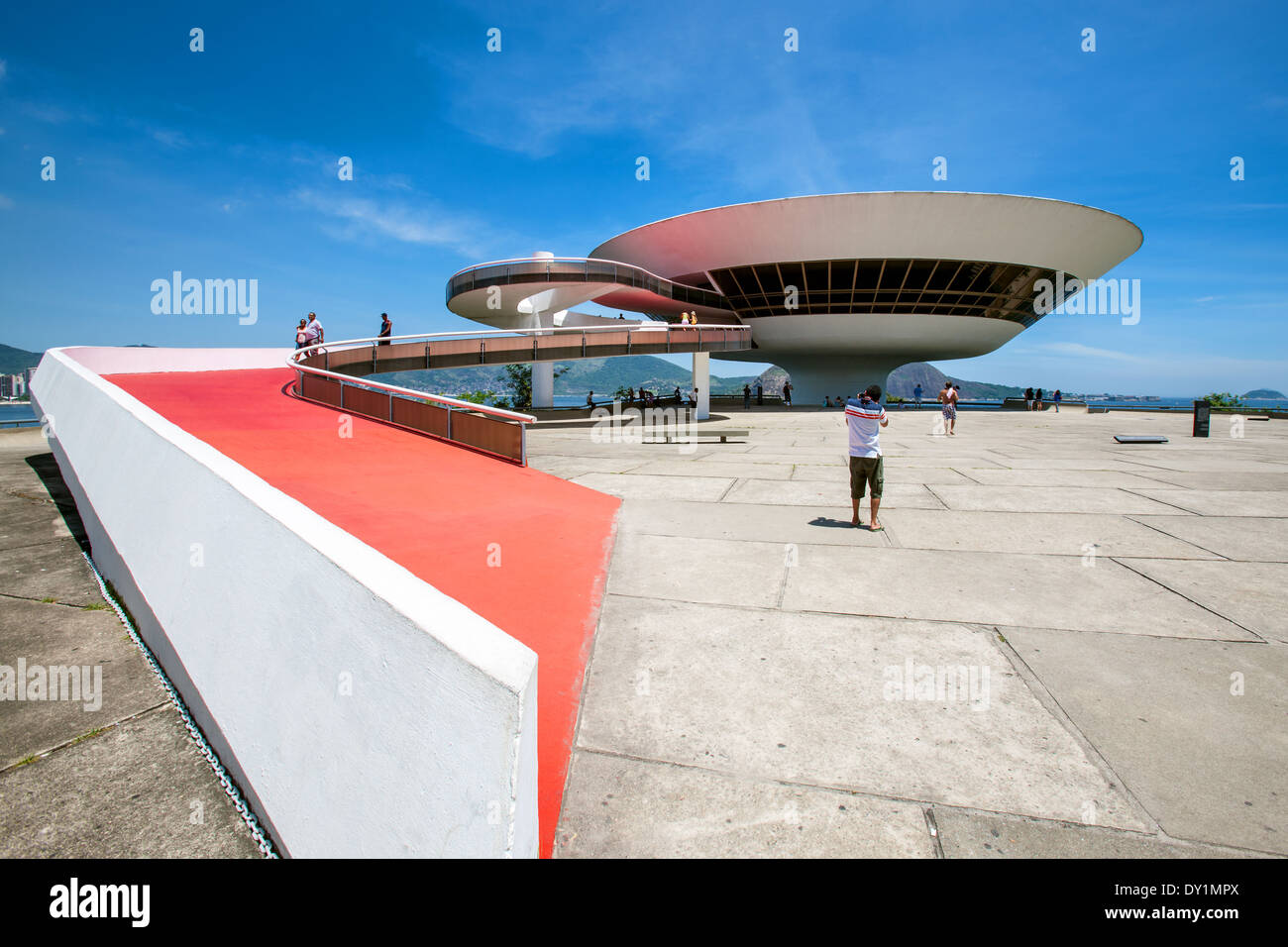 Rio de Janeiro, Museum of Contemporary Art MAC, Oscar Niemeyer, architecture, architect, Modern, cultural, Niterói, Brasil Stock Photo