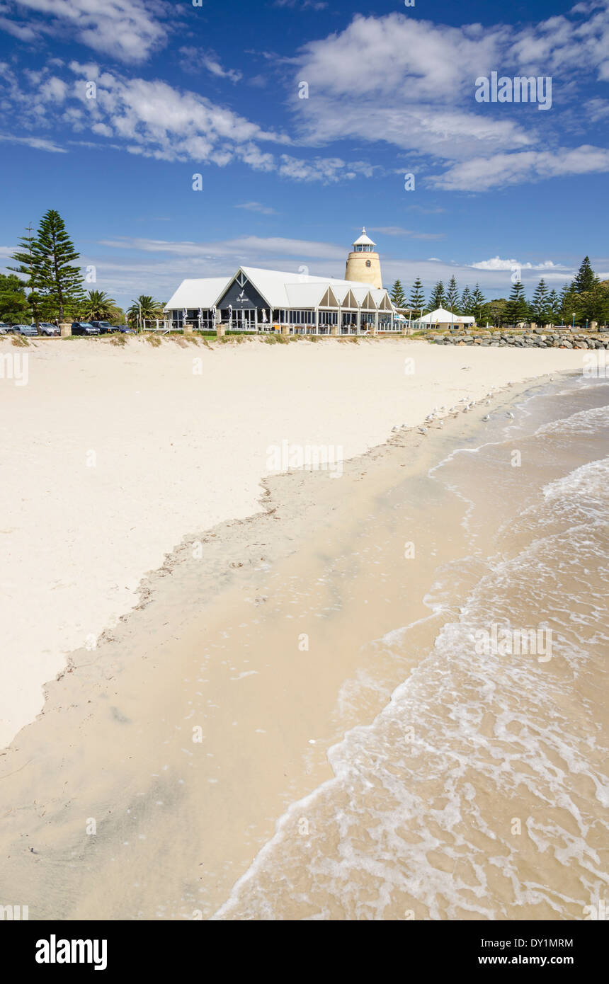 Cafe and Tourist Information Office overlooking the beach and foreshore in Busselton, Western Australia Stock Photo