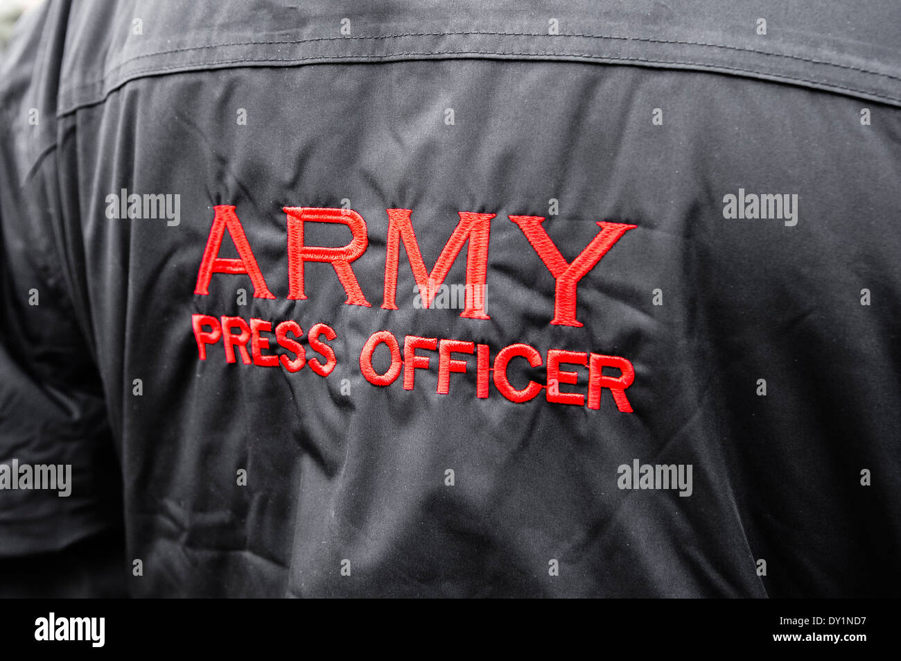 Badge on the jacket of an Army Press Officer Stock Photo