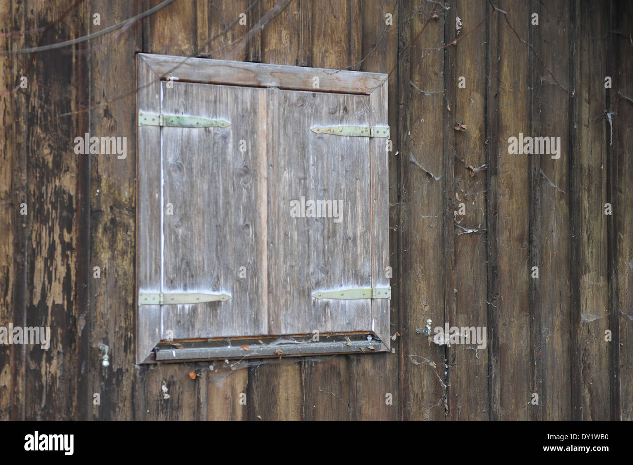 Window in an old cottage, Fenster in einer alten Hütte Stock Photo