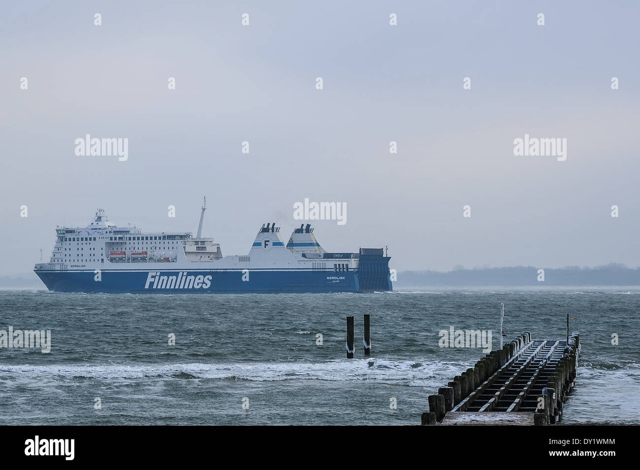 Impression at the Baltic Sea with ferry, Szene an der Ostsee mit Fähre Stock Photo